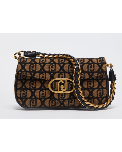 BORSA A SPALLA CON PATTA  TRACOLLA E TESSUTO LOGATO