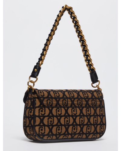 BORSA A SPALLA CON PATTA  TRACOLLA E TESSUTO LOGATO