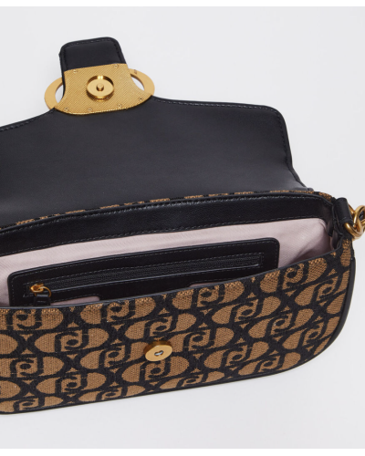 BORSA A SPALLA CON PATTA  TRACOLLA E TESSUTO LOGATO