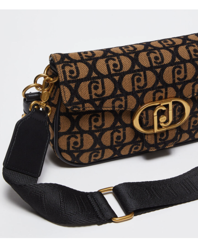 BORSA A SPALLA CON PATTA  TRACOLLA E TESSUTO LOGATO