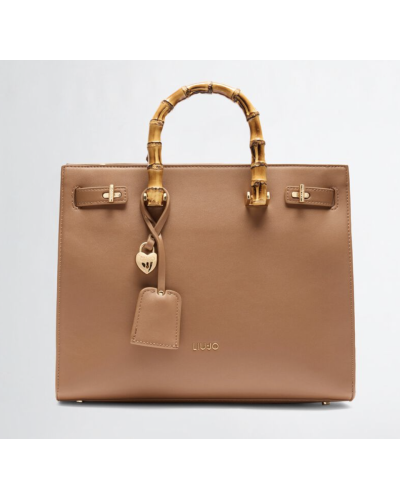 BORSA CON DUE MANICI IN LEGNO E TRACOLLA