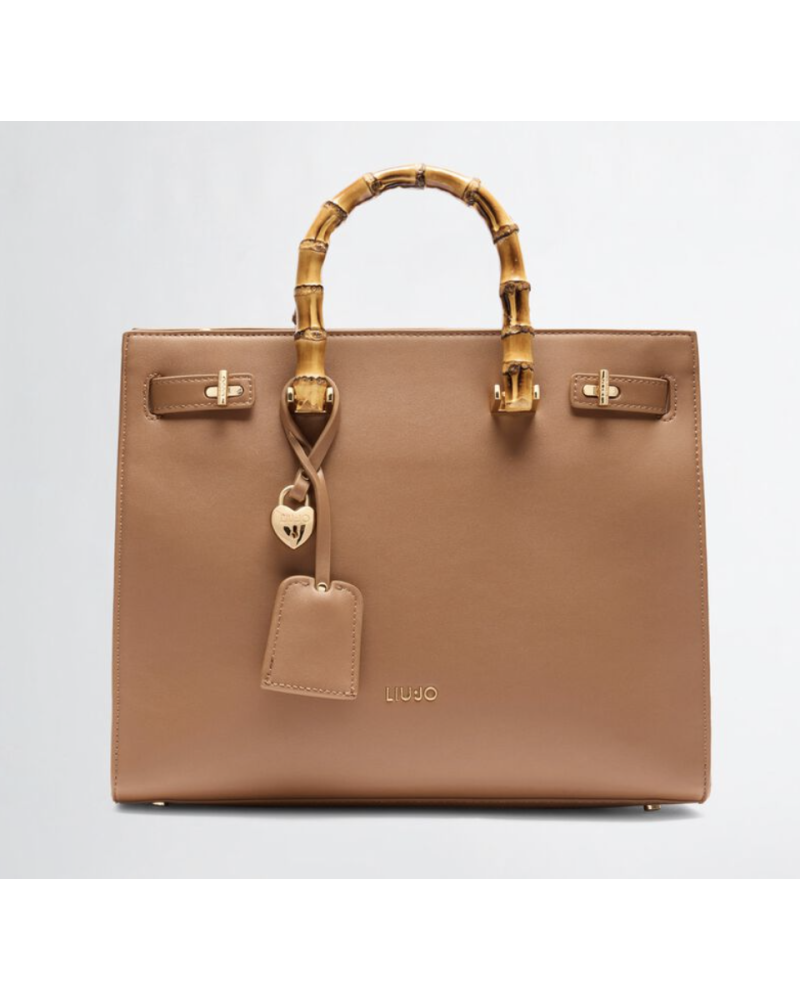 BORSA CON DUE MANICI IN LEGNO E TRACOLLA