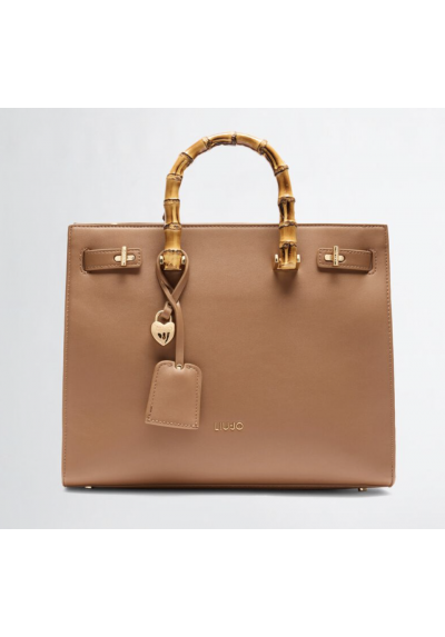 BORSA CON DUE MANICI IN LEGNO E TRACOLLA
