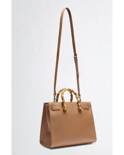 BORSA CON DUE MANICI IN LEGNO E TRACOLLA